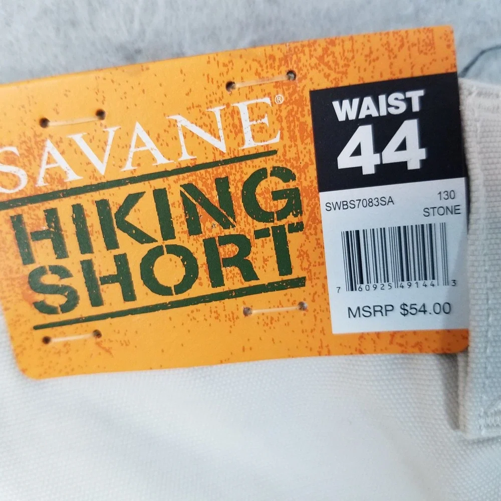 Savane Hiking Shorts Mens 44 Stone Beige Cargo UPF 30 Cotton Comfort Waist New